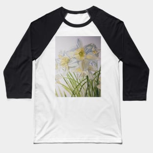 Pale daffodils watercolor painting Baseball T-Shirt